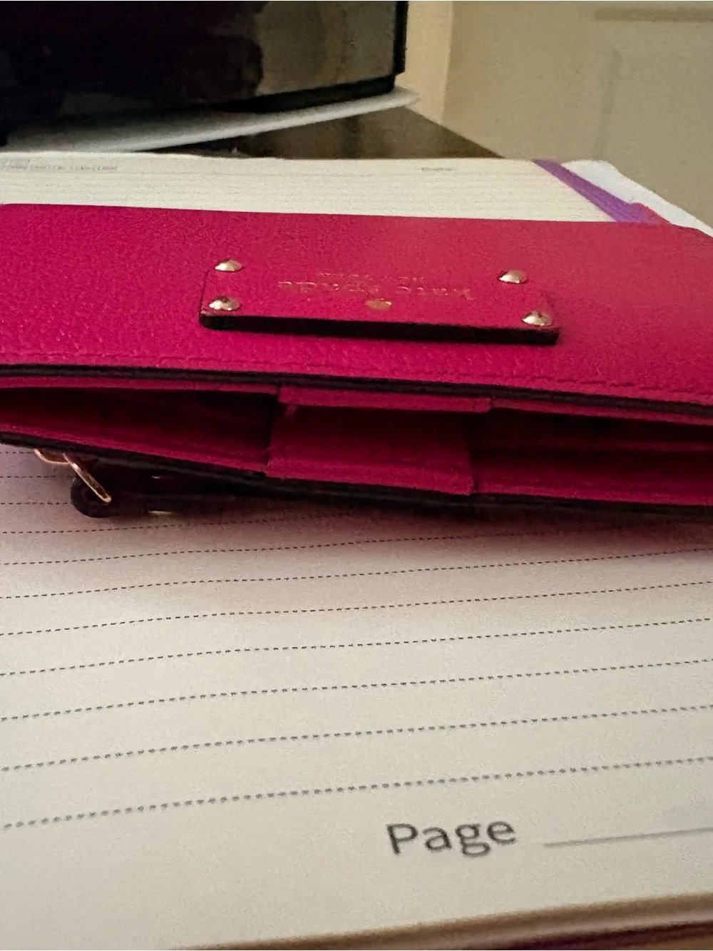 kate spade New York Magenta Leather Zip-Around Wallet